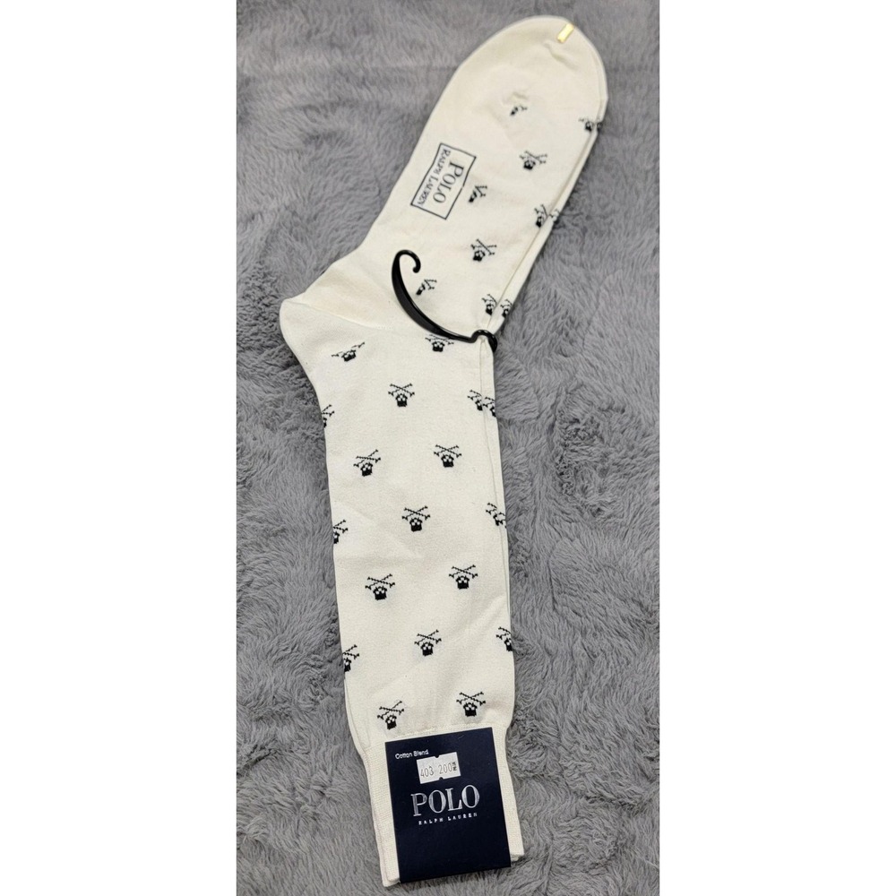 Polo Ralph Lauren Socks Mens 10-13 White Skull Crossbone Pirate Rugby Crew Japan